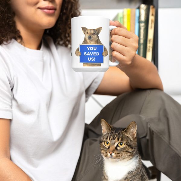 Funny President Trump Coffee Mug -  Thankful Pets Are Saved  15oz Ceramic Mug, Cat & Dog Humor Gift For Discount