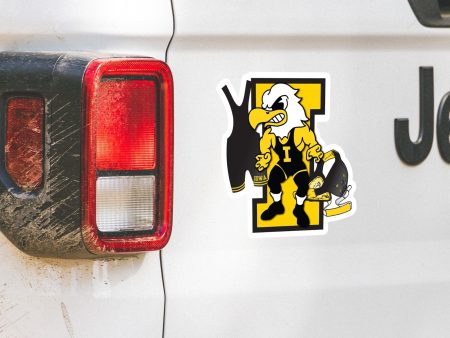 11.5  Iowa Hawkeye Herky Wrestling Car Magnet For Discount