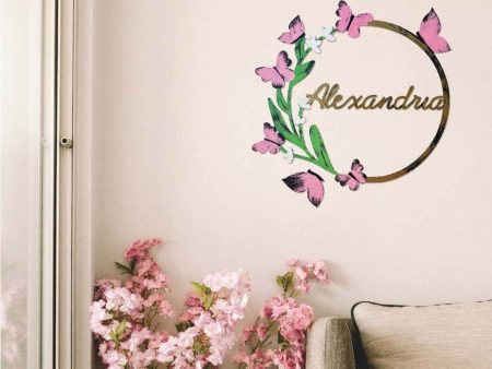 Butterfly Hand Painted Wall Decor with Custom Name Online Sale