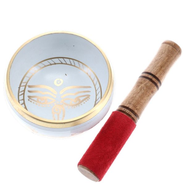 White Peace Eyes Tibetan Singing Bowl Online now