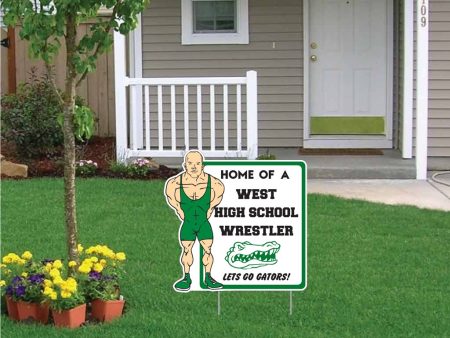 22x22  Wrestler with Rectangle Shaped Yard Sign Discount