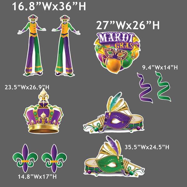 Mardi Gras Masquerade Party Yard Card Display 10 pc set on Sale