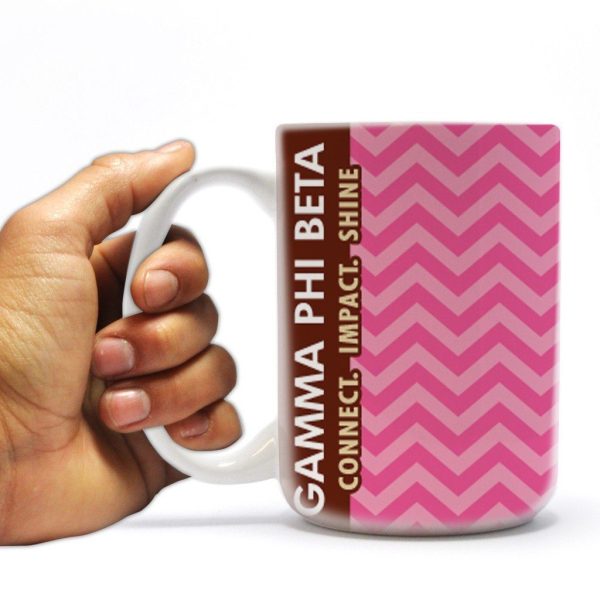 Pink Chevron Gamma Phi Beta 15oz Coffee Mug Cheap