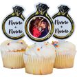 Custom [Name] Wedding Cupcake Toppers - Ring Shape Sale