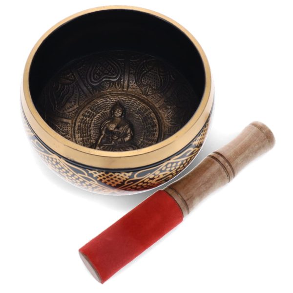 Black Brass Buddha Tibetan Singing Bowl Fashion