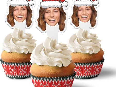 Custom Christmas Cupcake Toppers (Santa Hat) Supply