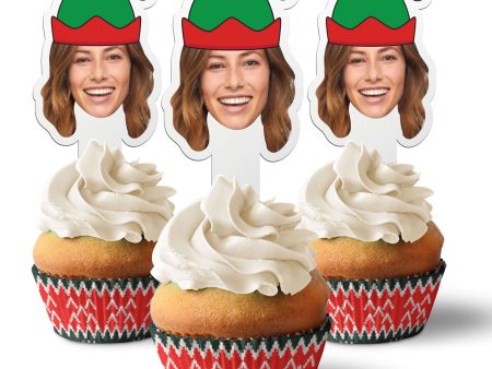 Custom Christmas Cupcake Toppers (Elf Hat) Fashion