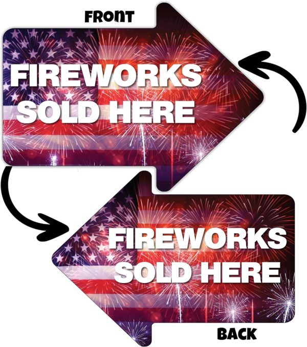 Fireworks Yard Sign with Stakes | 10-Pack | Two-Sided Arrow on Sale