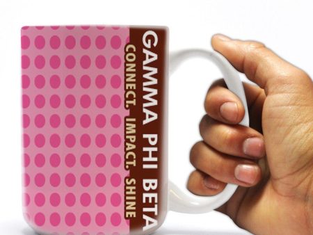 Pink Polka Dot Gamma Phi Beta 15oz Coffee Mug Online Hot Sale