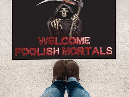 Welcome Foolish Mortals, Halloween Doormat, 24  x36  Supply