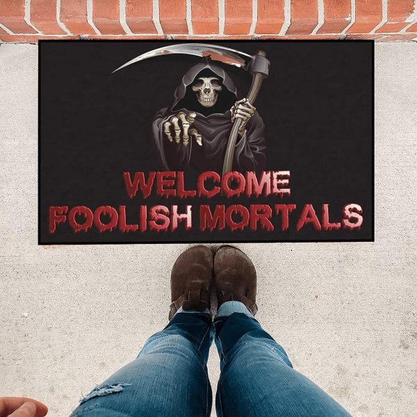 Welcome Foolish Mortals, Halloween Doormat, 24  x36  Supply