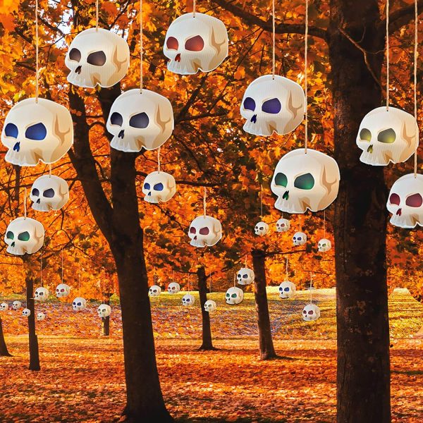 Halloween Hanging Skulls Decoration - Set of 32 Cheap