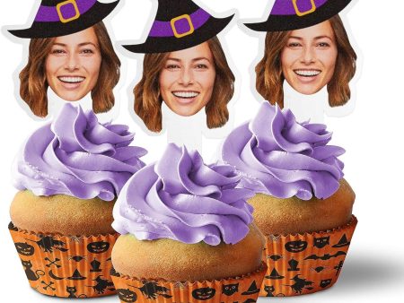 Custom Halloween Cupcake Toppers (Witch Hat) Cheap