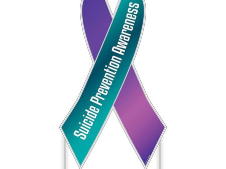 Suicide Prevention Awareness Ribbon Yard Sign, Teal and Purple with Stakes Online