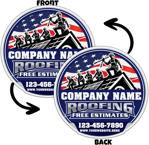 10-Pack Custom Roofing Company Yard Signs 18.5x19 Inches, Two-Sided Print | 20 24-Inch Stakes Included Supply