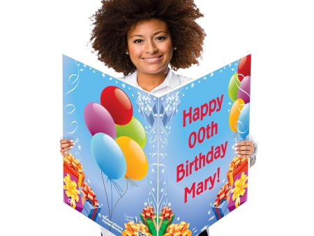 3  Custom Giant Birthday Presents & Balloons Greeting Card on Sale