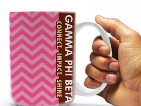 Pink Chevron Gamma Phi Beta 15oz Coffee Mug Cheap