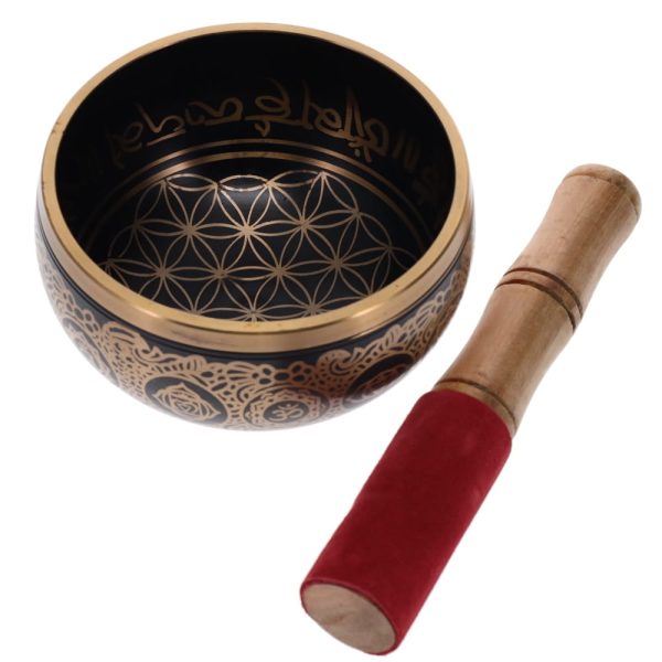 Black Flower of LIfe Tibetan Singing Bowl on Sale