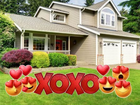 XOXO with Emojis Valentine Yard Card 12 pc Set For Discount