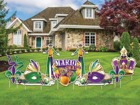 Mardi Gras Masquerade Party Yard Card Display 10 pc set on Sale