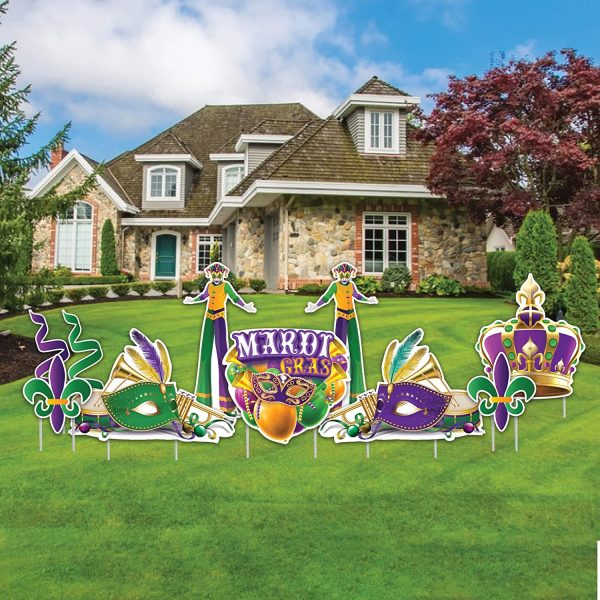 Mardi Gras Masquerade Party Yard Card Display 10 pc set on Sale