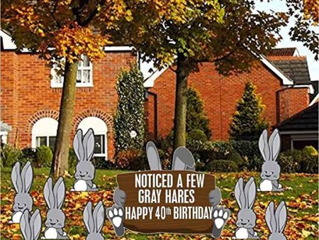 Noticed A Few Gray Hares Happy 40th Birthday Birthday Yard Cards, 9 pc Set For Discount