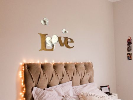 Love with Hearts Hand Painted Wall Word Fashion