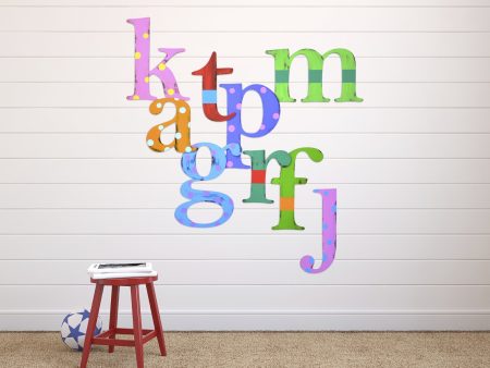 Polka Dot & Striped Hand Painted Letters Wall Decor For Sale