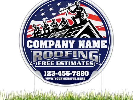 10-Pack Custom Roofing Company Yard Signs 18.5x19 Inches, Two-Sided Print | 20 24-Inch Stakes Included Supply