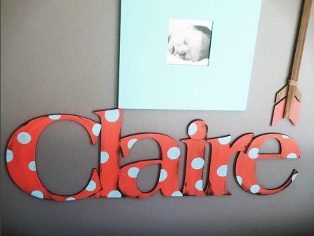 Polka Dot & Stripe Custom Name Wall Decor Cheap