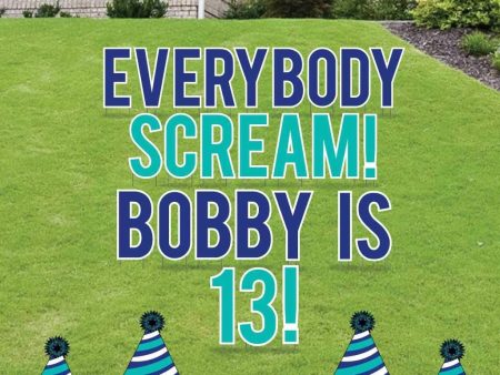 Custom 13th Birthday Yard Decoration - Everybody Scream (Custom Name), Includes Stakes Sale