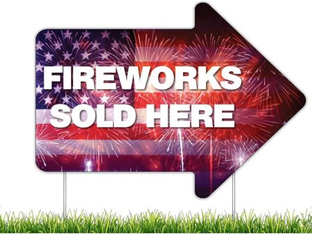 Fireworks Yard Sign with Stakes | 10-Pack | Two-Sided Arrow on Sale