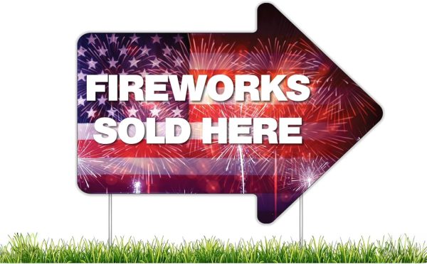 Fireworks Yard Sign with Stakes | 10-Pack | Two-Sided Arrow on Sale