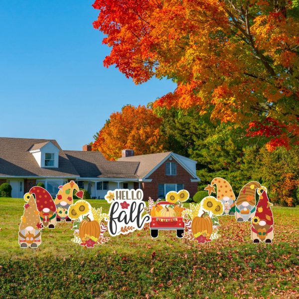 Autumn Gnomes Yard Card Decoration 10 piece set Hot on Sale