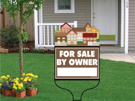 Neighborhood Shaped FSBO Yard Sign with F11 Frame and Screws Cheap