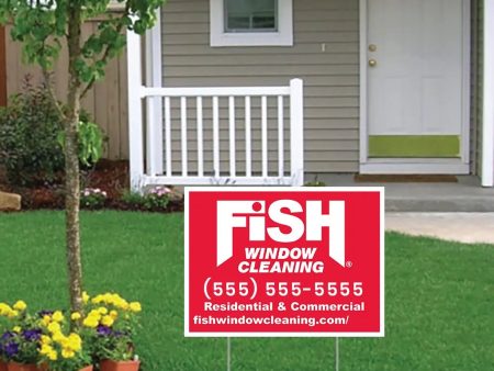 Fish Window Cleaning 18 x24  Corrugated Plastic Yard Sign with EZ Stakes Online