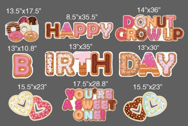 Donut Happy Birthday Yard Card, 9 pcs Online now