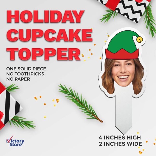 Custom Christmas Cupcake Toppers (Elf Hat) Fashion