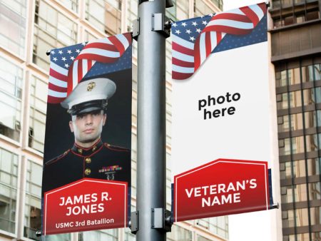 18 x36  Custom Veteran Pole Banner For Cheap