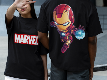 Marvel Iron Man Oversized Both-Sides Printed Tees for Unisex Cheap