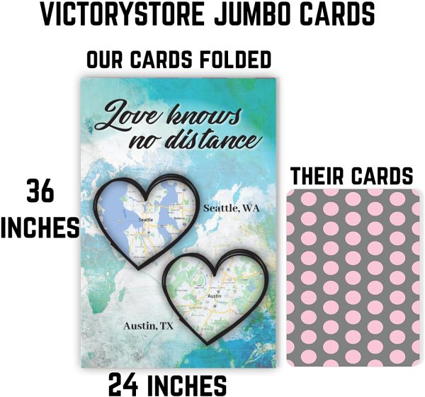 3  Custom Jumbo Love Knows No Distance Wedding Greeting Card Hot on Sale