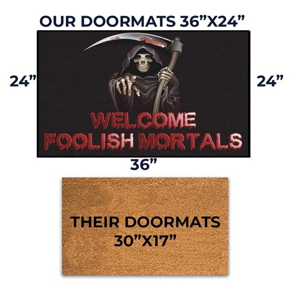 Welcome Foolish Mortals, Halloween Doormat, 24  x36  Supply