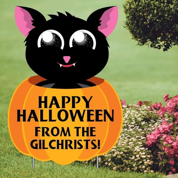 Custom Bat Pumpkin Welcome Yard Sign Discount