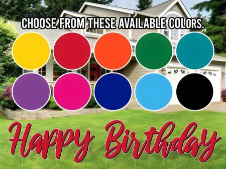 Cursive Solid Colors Happy Birthday Quick Set Yard Card 5 pc set Supply