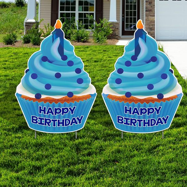 Jumbo Happy Birthday Cupcake Yard Sign Set of 2 Sale