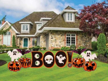 BOO! Pumpkins & Ghosts Halloween Yard Card Decoration 12 pc Set Supply