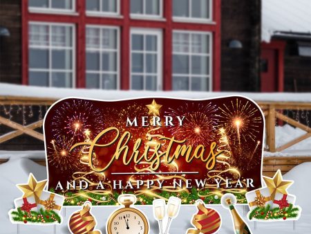 Merry Christmas and a Happy New Year Oversized Yard Decoration - 8 piece set Online