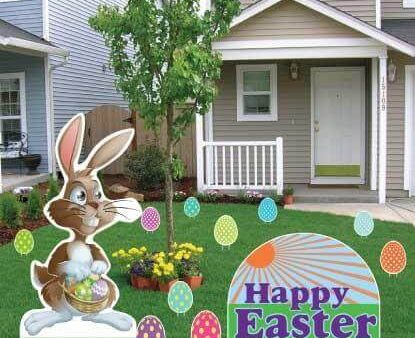 Easter Bunny and Eggs Yard Card - 12 pcs total Online Hot Sale