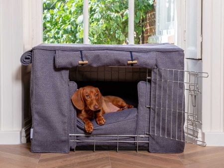 Dog Crate Set In Oxford Herringbone Tweed by Lords & Labradors For Sale