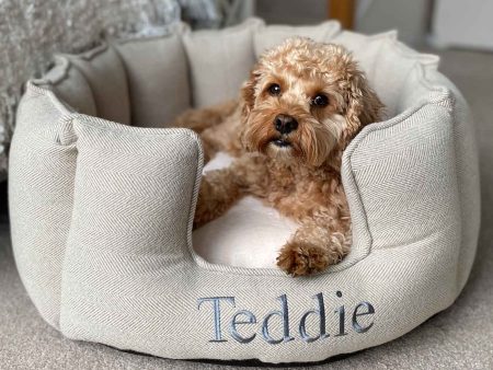 High Wall Bed With Removable Covers in Natural Herringbone Tweed by Lords & Labradors For Cheap